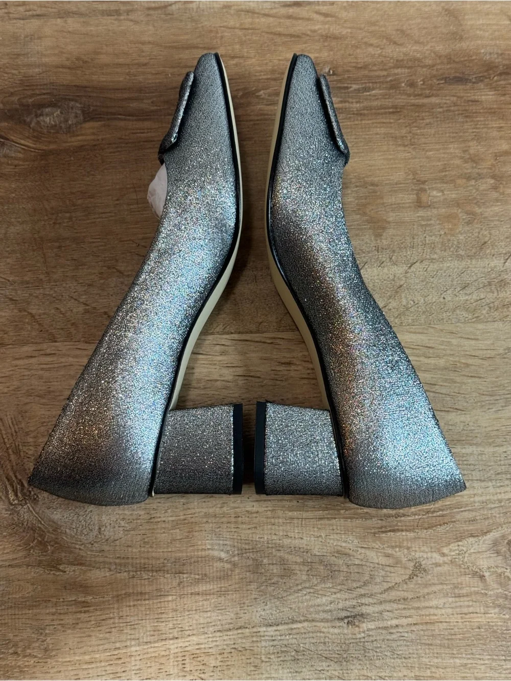 NEW TALBOTS CARLYE BUCKLE PUMPS - TEXTURED LAMÉ SIZE 8